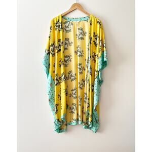 Matilda Jane Floral Open Front Kimono Cardigan Yellow Oversized Size XS / Small